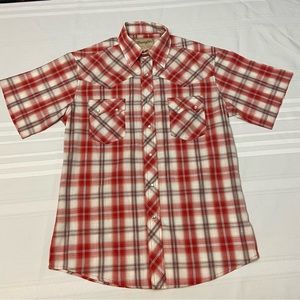 Wrangler Mens Western Pearl Snap Shirt - Red Plaid - No size see measurements